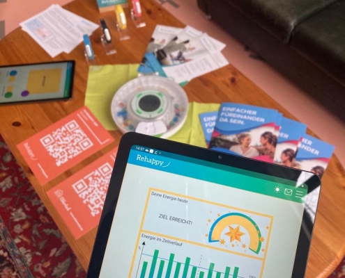 Tablet auf dem eine Digitale Gesundheitsanwendung zu sehen ist.